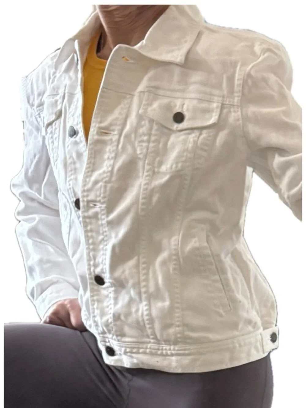 White Denim Jacket LRL Lauren Jeans Co Ralph Lauren Sz M - Picture 2 of 9
